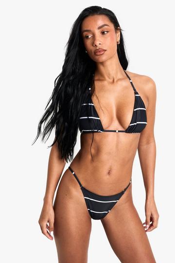 Swimwear Essentials Stripe Triangle Bikini Top black