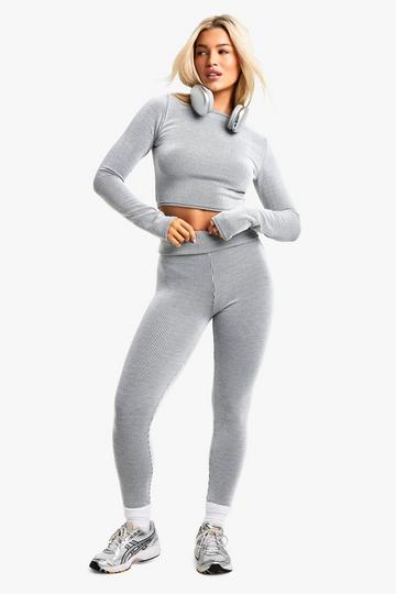 Two Tone Leggings En Top Met Lange Mouwen Set grey