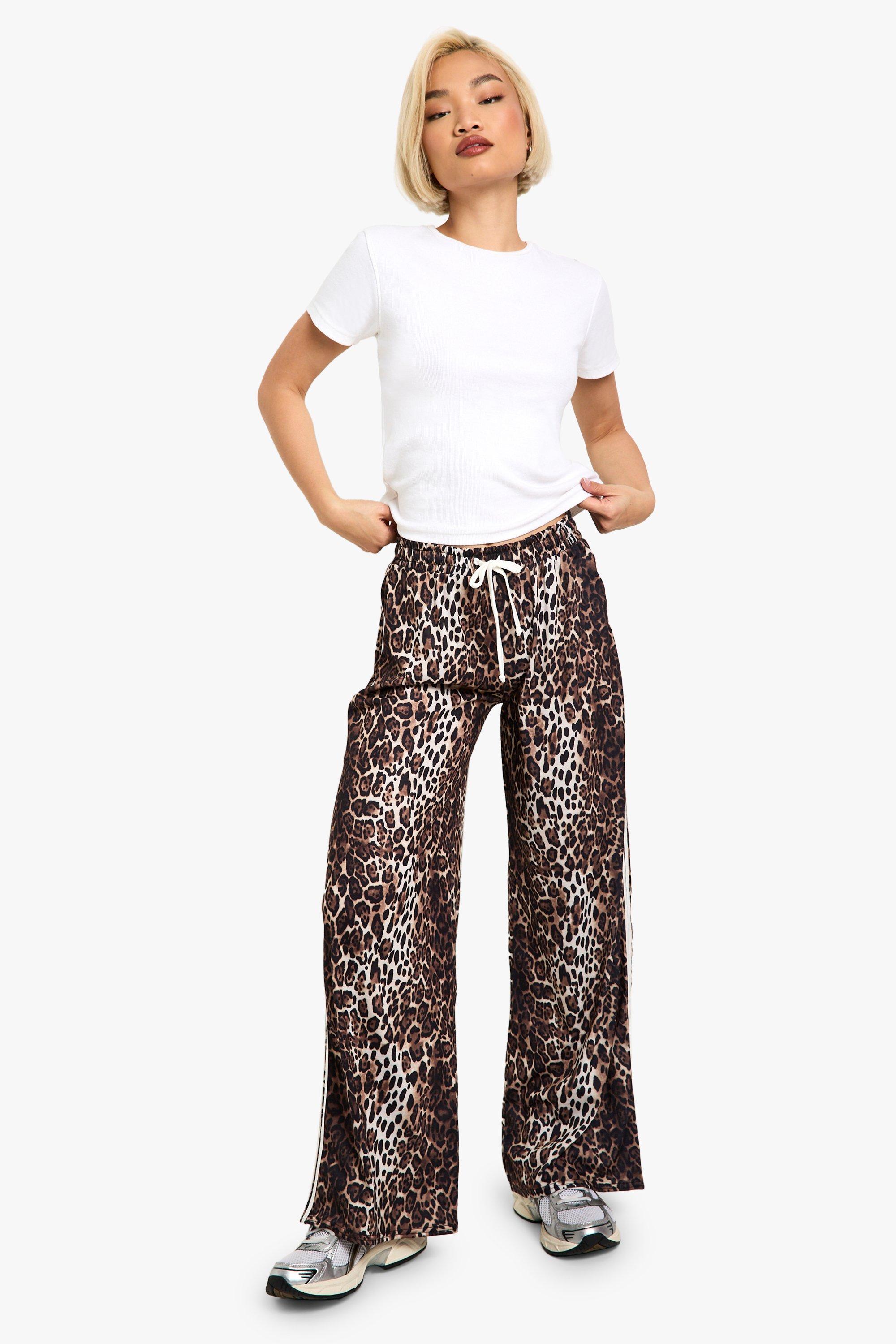 Leopard print stripe side wide leg trouser | boohoo CA Leopard print stripe side wide leg trouser | boohoo CA