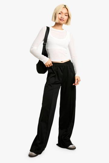 Ponte Wrap Cross Over Wide Leg Pants black