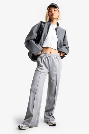 Ponte wrap cross over wide leg trouser light grey