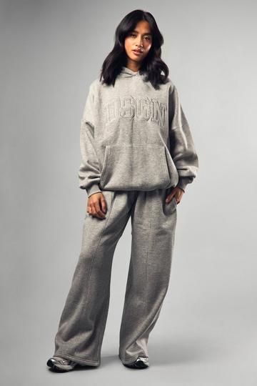 Petite DSGN Seam Detail Wide Leg Tracksuit grey