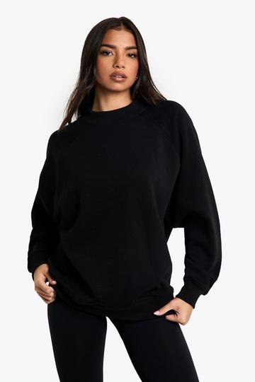 Oversized Long Line Raglan Trui Met Naaddetail black