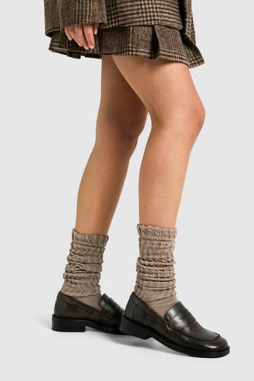 Single Knitted Slouchy Socks beige