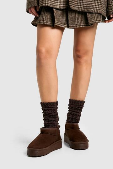 Single Knitted Slouchy Socks brown