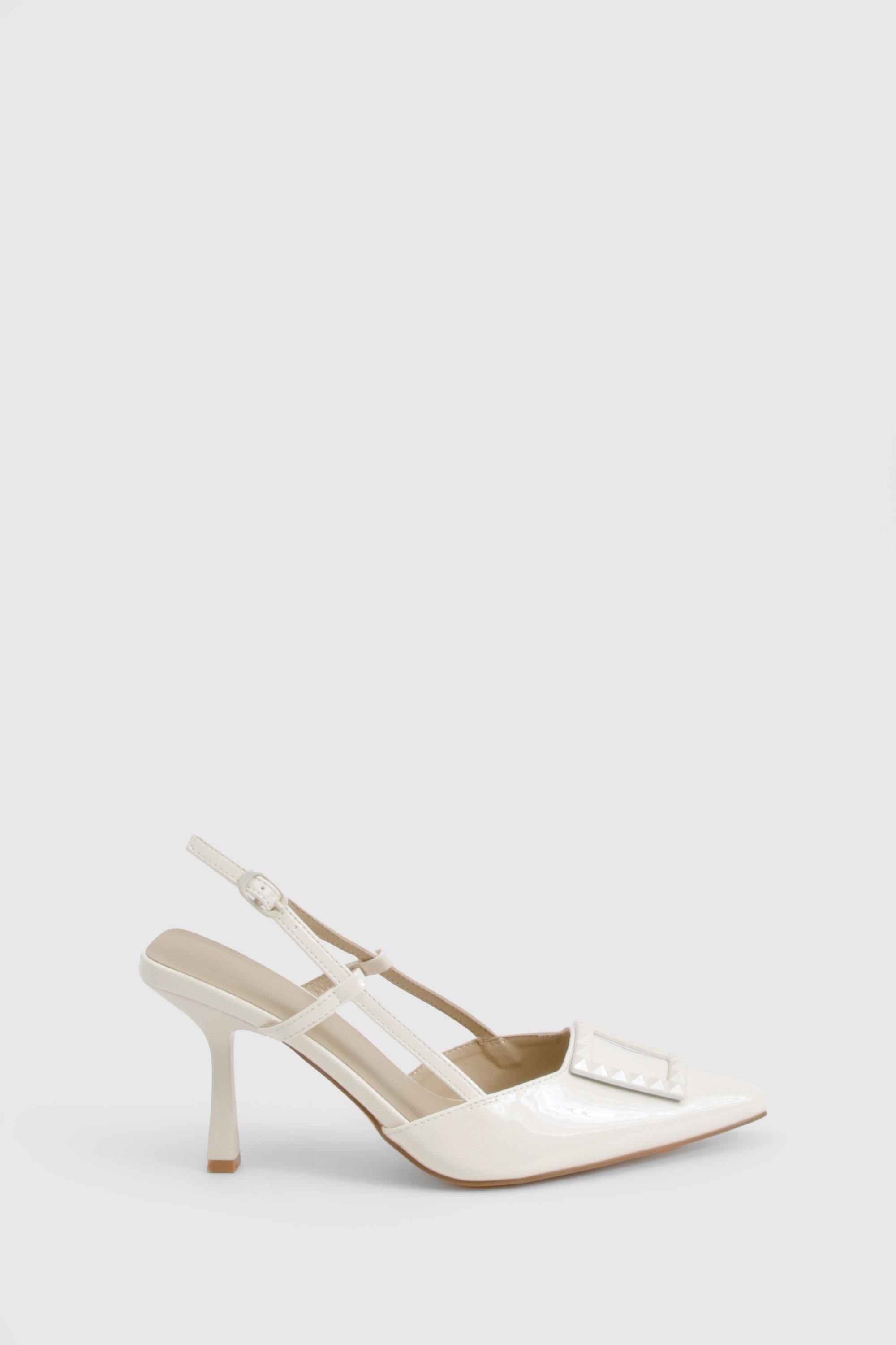 Studded Hardware Detail Court Heels | boohoo CA