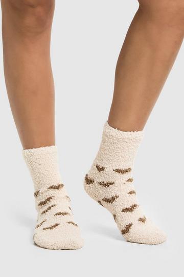 Brown Heart Fluffy Socks brown