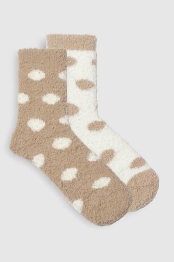 2 Pack Tonal Polka Dot Fluffy Socks multi