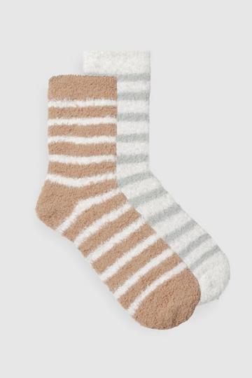 2 Pack Stripe Fluffy Slouchy Socks multi