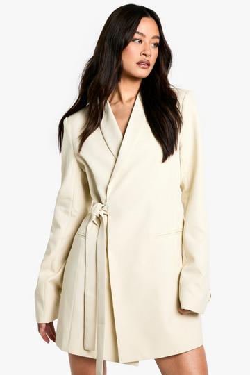 Tall Tie Side Blazer Dress stone