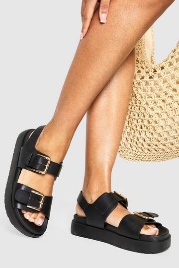 Buckle Detail Chunky Dad Sandals black