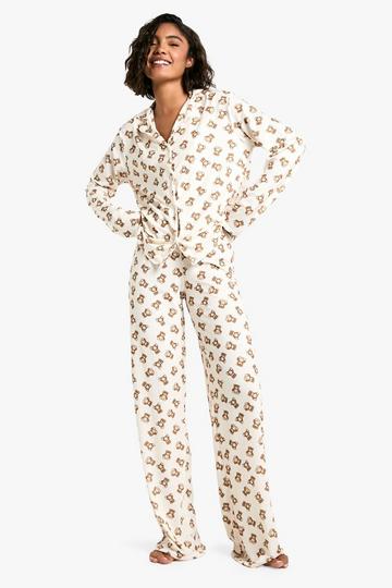 Tall Bear Print Long Sleeve Pyjama Set brown