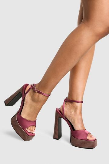 Satin Platform Stacked Heel rose