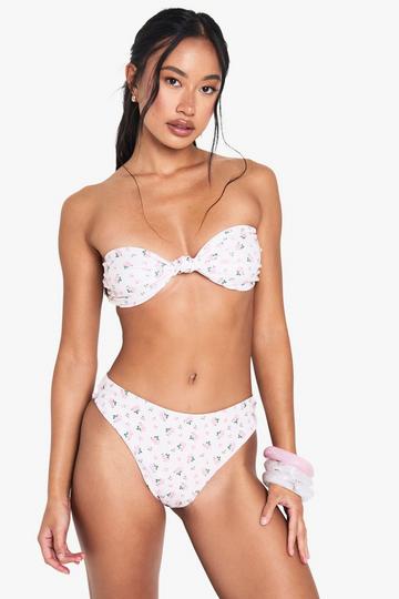 Swimwear Essentials Ditsy Floral High Waisted Bikini Bottoms pink