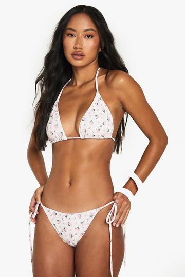 Swimwear Essentials Ditsy Floral Tie Side Bikini Bottoms pink
