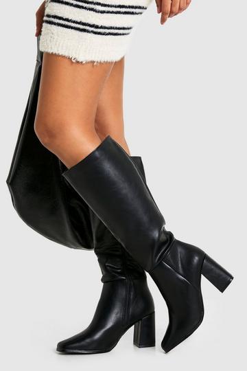 Wide Fit Square Toe Knee High Boots black