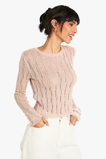 Stone Beige Ladder Detail Jumper