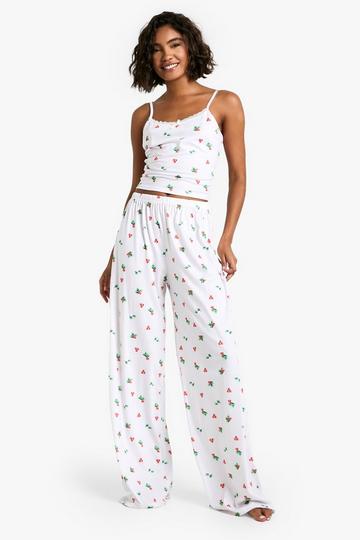 Tall Holly Print Hemdje En Broek Pyjama Set white