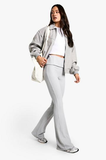 Tall Wafel Gebreide Flared Broek grey