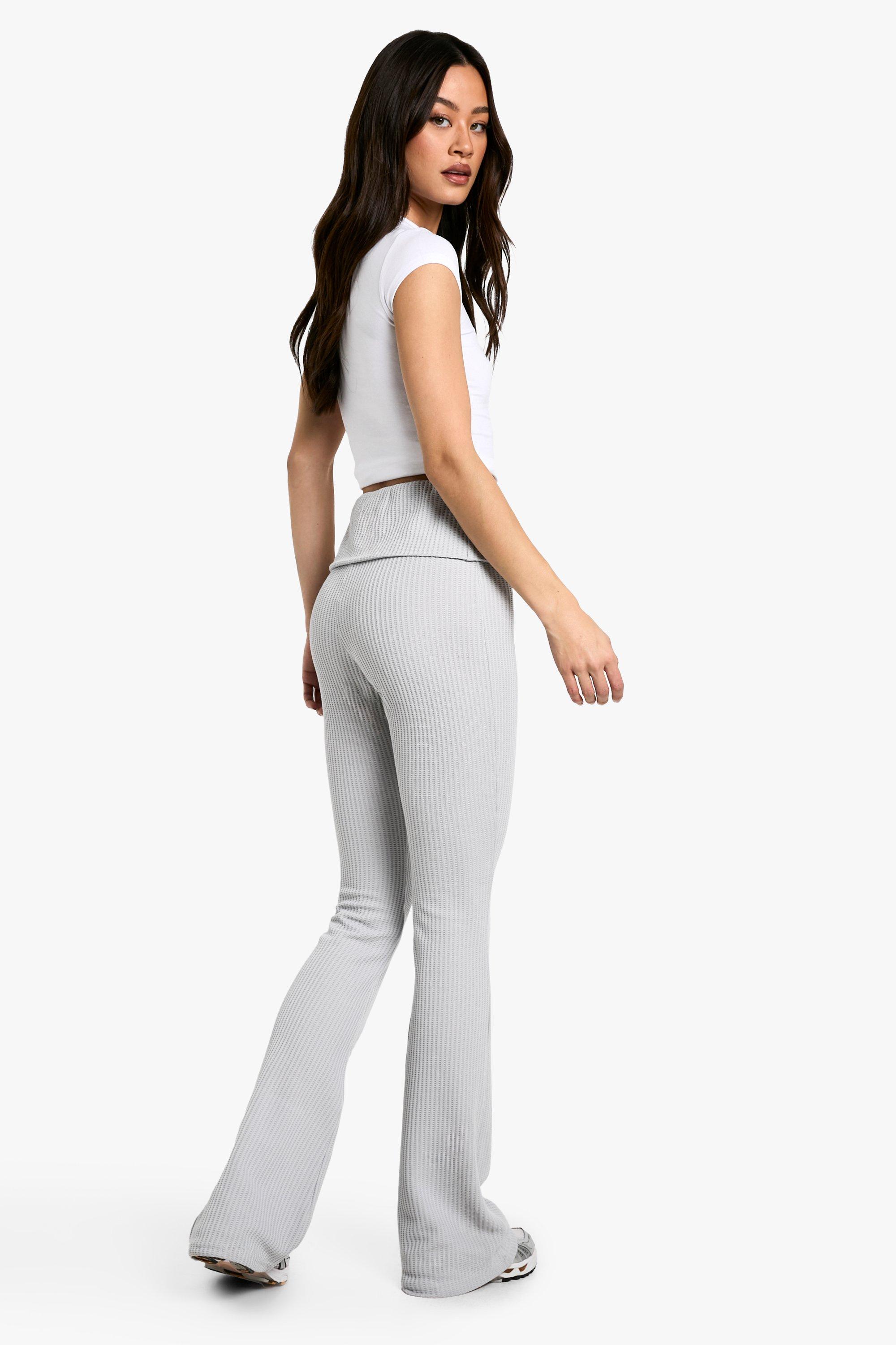 Tall Waffle Foldover Flare Pants | boohoo USA Tall Waffle Foldover Flare Pants | boohoo USA