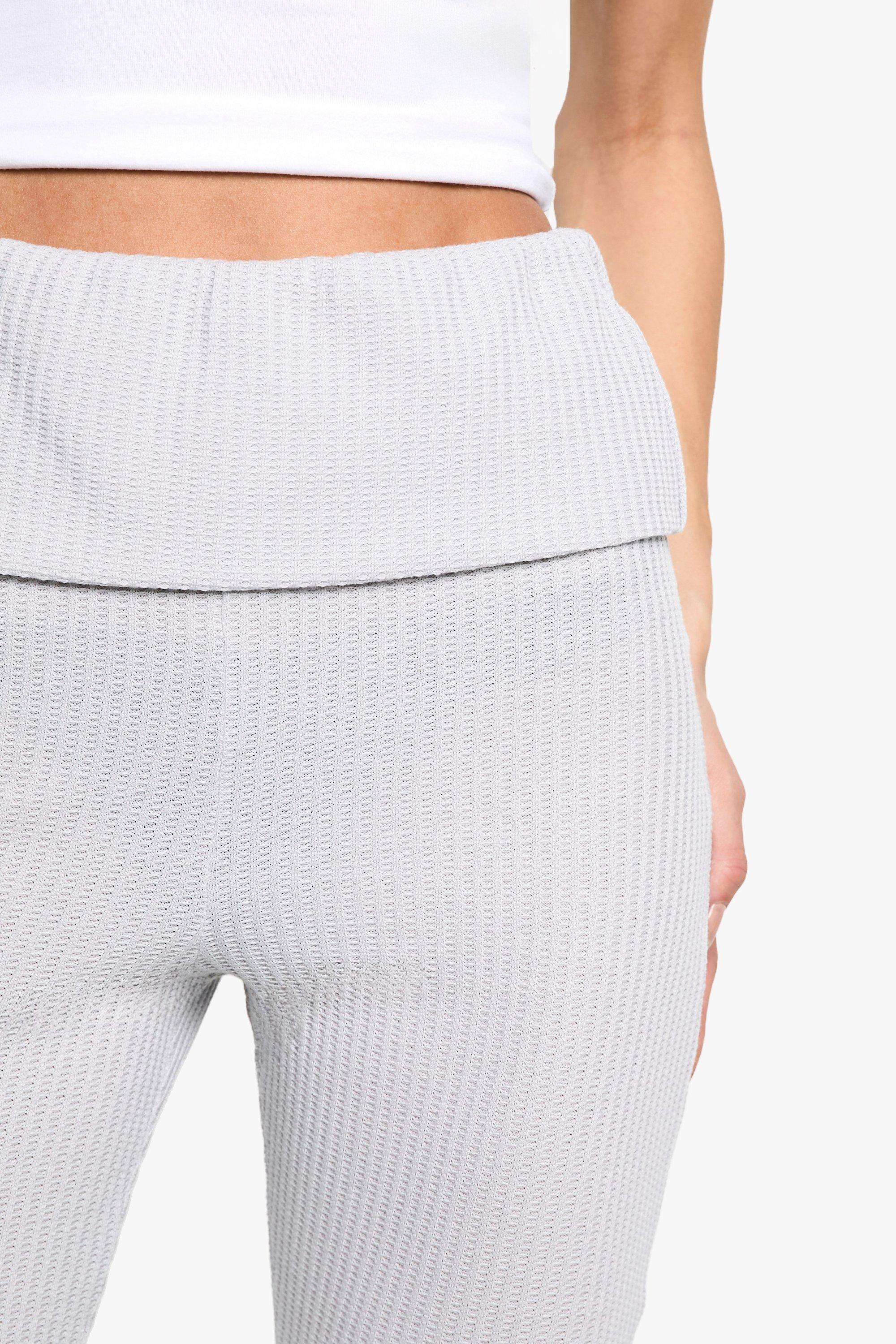 Tall Waffle Foldover Flare Pants | boohoo USA