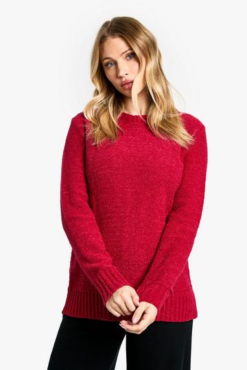 Maternity Boucle Knit Crew Neck Jumper red