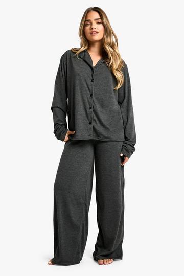 Petite Long Sleeve Pyjama Set charcoal