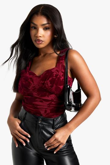 Red Devoure Ruched Bust Corset Top