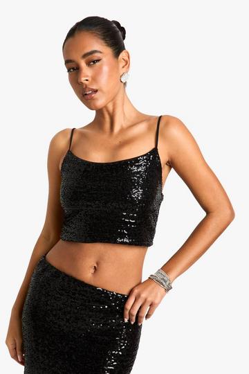 Black Sequin Cami Top