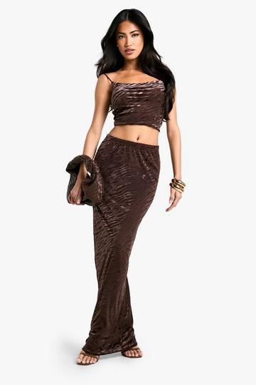 Zebraprint Devore Maxi Rok chocolate