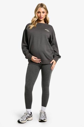 Maternity In My Mom Era Slogan Sweatshirt & Legging Set charcoal