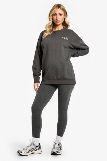 Maternity In My Mom Era Slogan Oversized Sweatshirt charcoal