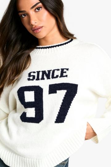 Petite Since 97 Crew Neck Knit Jumper cream