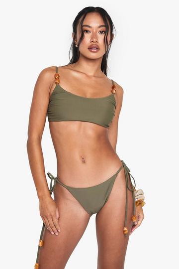 Steentjes Bikini Top Met Lage Ronde Hals khaki