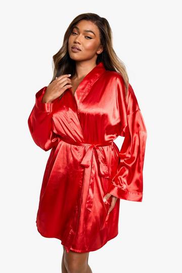 Plus Valentines Satin Robe red