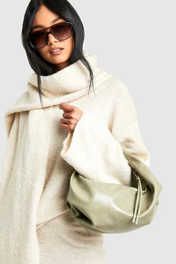 Textured Patent Slouchy Grab Bag sage