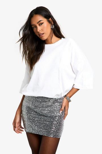 Sequin Mini Skirt silver