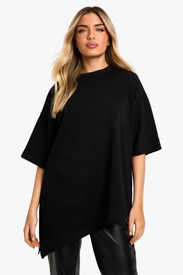 ASYMMETRIC HEM OVERSIZED T-SHIRT black