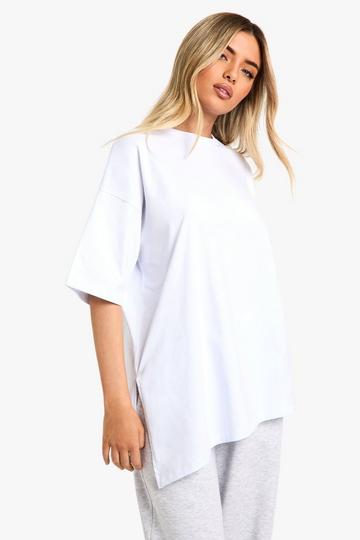 ASYMMETRIC HEM OVERSIZED T-SHIRT white