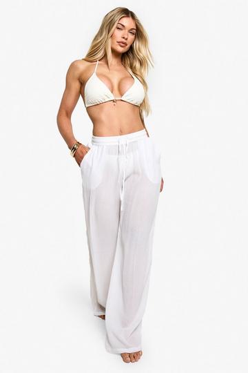 Beachwear Essentials Wide Leg Trousers white