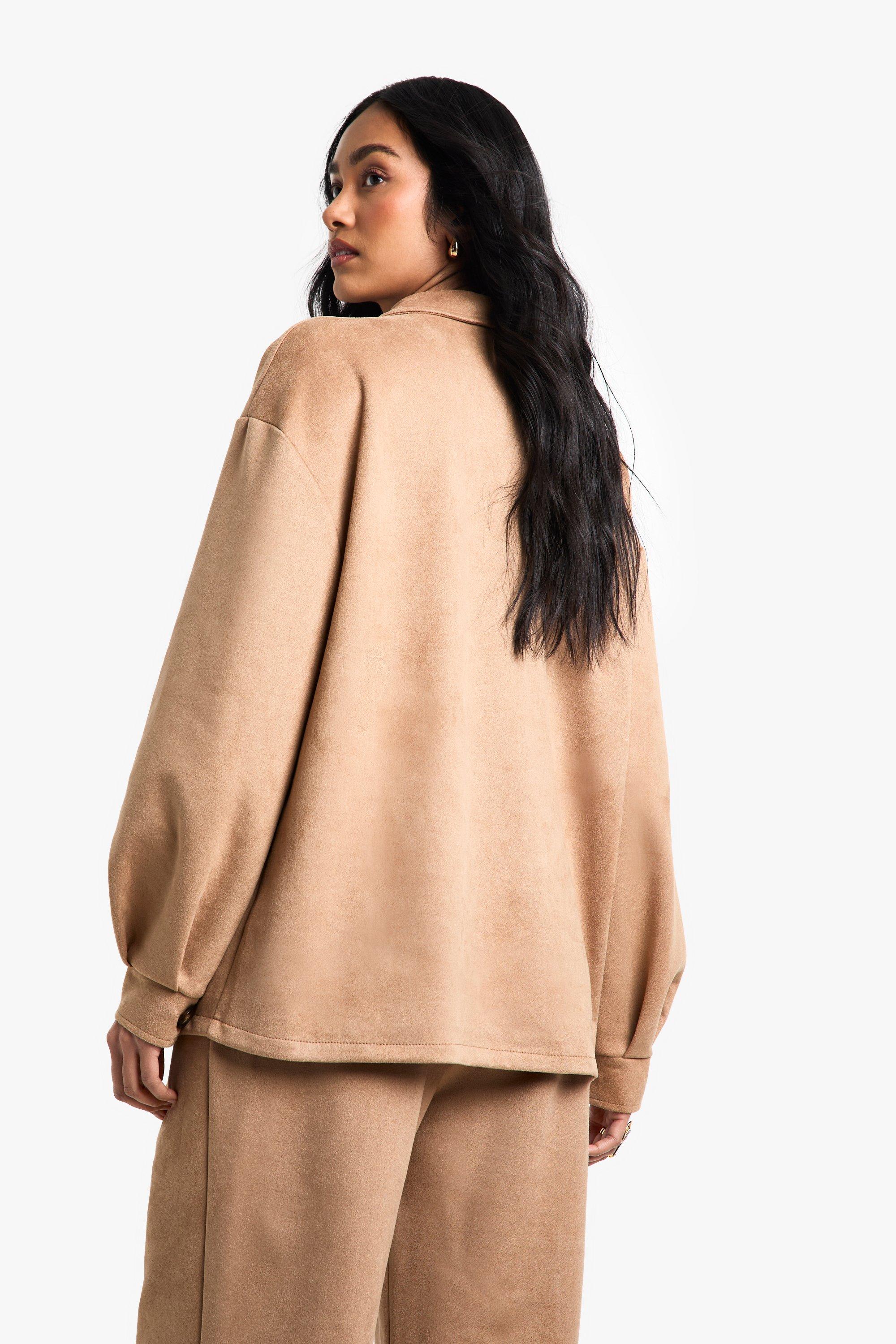 Suede Look Oversized Shirt | boohoo USA