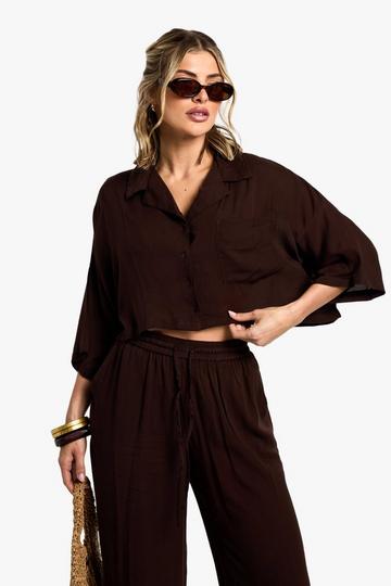 Beachwear Essentials Cropped Shirt chocolate