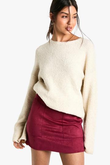 Suede Look Mini Skirt burgundy