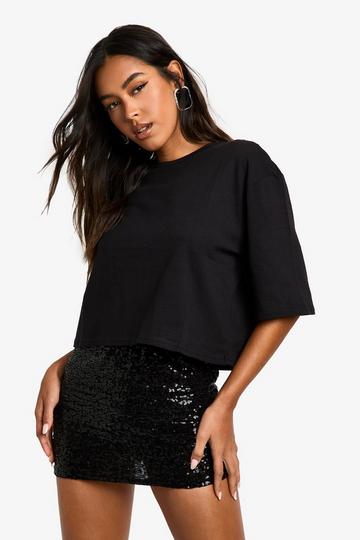 Black Sequin Mini Skirt