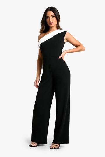 Petite Monochrome Wide Leg Jumpsuit black