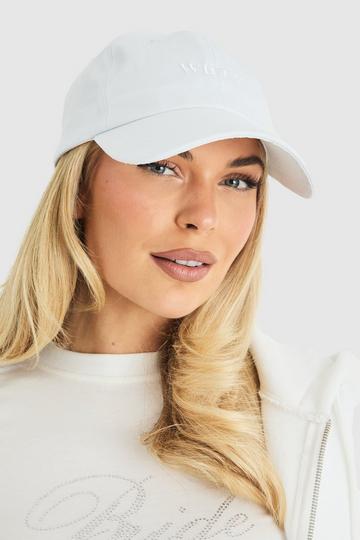 Bridal Wifey Slogan Embroidered Cap white