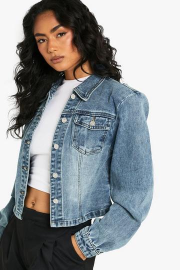Shoulder Pad Detail Denim Jacket vintage blue