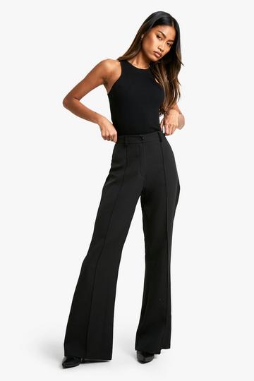 Geweven Flared Skinny Fit Broek Met Naaddetail black