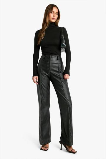 Nepleren Flared Skinny Fit Broek Met Naaddetail black