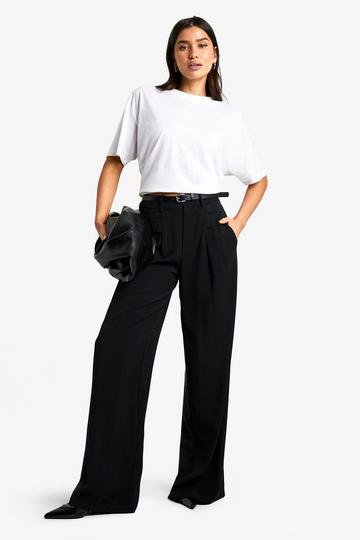 Tall Fluid Belted Wide Leg Trousers black